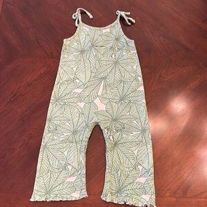 Kate Quinn Tropical Print Tie Strap Jumpsuit with Lettuce Hem 18-24 months